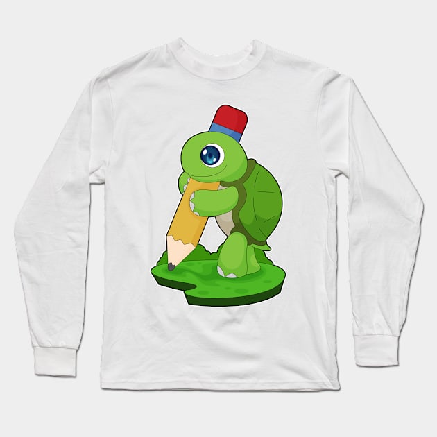 Turtle Pupil Pencil School Long Sleeve T-Shirt by Markus Schnabel